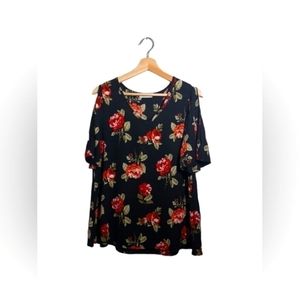 Black floral blouse